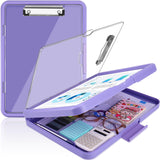 Meiikun Clipboard with Storage, Clip Boards 8.5x11 with Dual Storage, Plastic Clipboards Clear Visible Dry Erase Top Panel, High