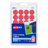 Avery Print/Write SelfAdhesive Removable Labels, 0.75 Inch Diameter, Red, 1008 per Pack (5466)