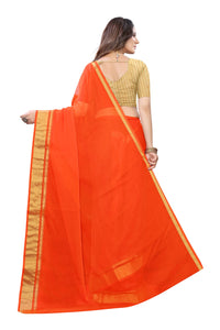 Gosriki Women'S Chiffon Saree With Blouse Piece (Chutki Orange_Orange),Orange,,B095WCHNHH