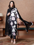 Gosriki Women'S Rayon Blend Straight Printed Kurta With Pant & Dupatta (Kalal Black-Nw-Gs_4Xl_Black_Xxxx-Large),Black,4,B0CX1LNCPP