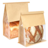 Foranda 50 Pack Bread Bags with Tabs for Homemade Sourdough Bread, 8.7x4.3x11 Inches Tin Tie Tab Lock Large Paper Bakery Packagi