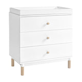 Babyletto Gelato 3-Drawer Changer Dresser with Removable Changing Tray in White and Washed Natural, Greenguard Gold Certified