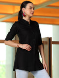 Libas Women'S Viscose Rayon A-Line Kurtis (58221_Black Black M