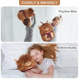 SuzziPals 14'' Highland Cow Stuffed Animals Plush Pillows, Scarf Scottish Highland Cattle Plushies, Soft Stuffed Cow Plush Toys