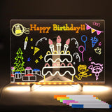 KRySt DIY 3D Acrylic Writing Board with Pen & Light Pad | Writing pad with Marker Pens | Rewritable Message Board Table Lamp wit