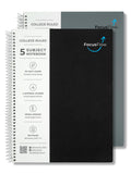 Doodle Focus Flow 5 Subject Spiral Notebook Set of 2 | Black + Grey | 200 Sheets Each, College Ruled Paper | Multi Subject Noteb