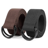 Jasgood Men&Women Canvas Belt Web Fabric Belt With Black Double DRing Solid Color 1 1/2 Wide Set Of 2 (Black/Coffee,Fit Waist 