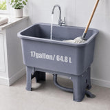 24 Inch Mop Sink Plastic Utility Basin with Raised Stand and Drain Hose