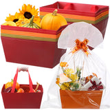 Funnymoom 24 Pcs Fall Basket for Gifts Empty Orange Brown Green Gift Basket Empty to Fill with Handle, Clear Bag and Bow for Aut