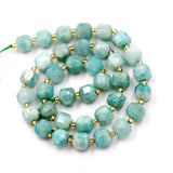Malahill Wholesale Natural Faceted Stone Beads for Jewelry Making Sold per Bag 5 Strands Inside Cube Russia Amazonite 6mm