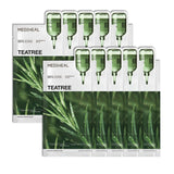 Mediheal Teatree Essential Sheet Mask Calming Moisture 10 pcs. 99% Pure Teatree & Teatree 7X for intensive soothing and hydratio
