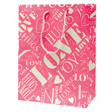 Pink Love Paper Gift Bag for Return Gifts | Bag with Strong Rope Handle | Gift Bag for Birthday, Valentine, Party Use (Large)||