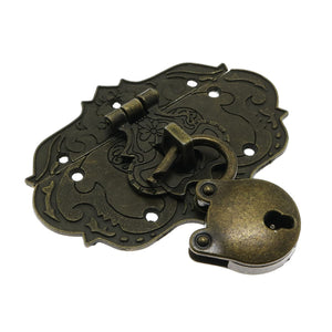 LDCREEE Antique Embossing Decorative Brass Hasp Clasp Latch Lock with Screws for Jewelry Box Ordinary Box Wooden Case Furniture