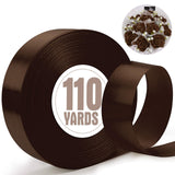 XSEINO 110 Yards Ribbon,1 1/2 Inch Brown Satin Ribbon for Flower Bouquet, Gift Wrapping, Ribbons for Crafts, Hair Bows Making, W