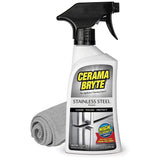 Cerama Bryte High Strength Protective Stainless Steel Appliance Cleaner & Polish Spray with Mineral Oil - 16 oz, Includes Large 