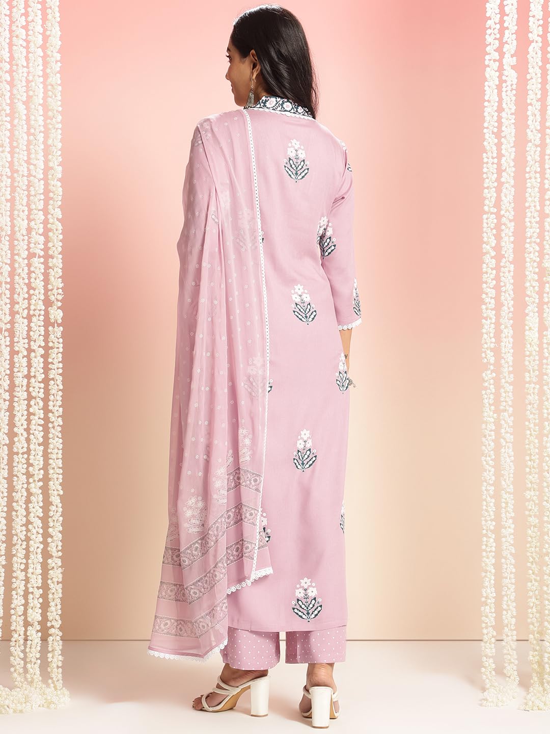 Anni Designer Women'S Rayon Viscose Printed Straight Kurta With Pant & Dupatta (Belagavi Purple-Vks05_S_Purple_Small),Purple,S,Rayon,Casual,