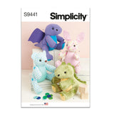 Simplicity Chubby Puppy, Lamb, Bunny, Kitten, and Dragon Plush Animals Sewing Pattern Packet, Design Code N6736, 13 Tall, Multi