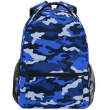 ZZKKO Camo Camouflage Blue School Backpacks Book Bag for Boys Girls Travel Hiking Camping Daypack Work Laptop Backpack