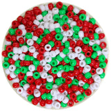 1200 Pcs Christmas Pony Beads for Crafts, Red Green White Plastic Beads for Jewelry Making, Bulk for Christmas and New Years (Re