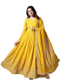 Wedani Georgette Embroidered Anarkali Gown For Women,YELLOW,XL