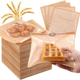 Yeaqee 600 Pcs Bakery Bags 7.1 x 7.5 Inches Heat Sealable Donut Bag with Window Paper Sandwich Bag Grease Resistant Cookie Packa
