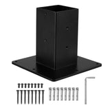 Ilyapa Black Mailbox Post Mount Base Plate Mounting Bracket - Works with Mailboxes - No Wood Required, Slides Over Bracket 43x4x