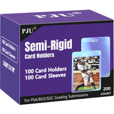 100ct Semi Rigid Card Holders & 100ct Card Sleeves for PSA, SGC, BGS, CSG Graded Card Submissions, Semi Rigid Card Sleeves, Base