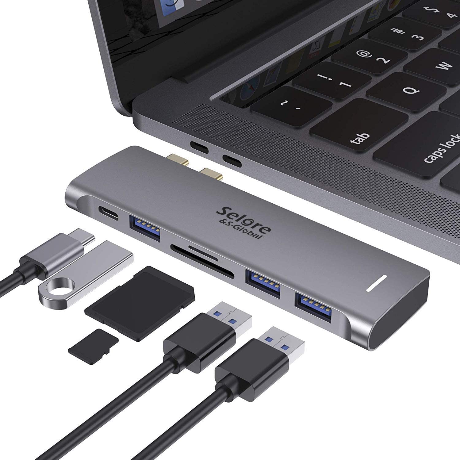 USB C Adapter for MacBook Pro/MacBook Air M1 M2 M3 2021 2020 2019 13 15 16, 6 in 1 USB-C Hub MacBook Pro Accessories with 