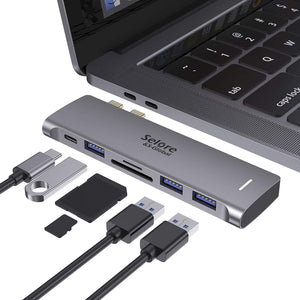 USB C Adapter for MacBook Pro/MacBook Air M1 M2 M3 2021 2020 2019 13 15 16, 6 in 1 USB-C Hub MacBook Pro Accessories with 