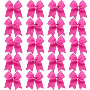 Hipcheer 20pcs 8 Large Pink Cheer Bows for Girls, Hand-made Grosgrain Ribbon Hair Accessories for Teen Girls Softball Cheerlea