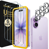 ivoler 3+3 Pack Tempered Glass for iPhone 17 Screen Protector 6.3 with Camera Lens Protector with [ Alignment Frame],Anti-Scratc