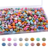 Sunrony 272Pcs Mixed Soft Color 14mm Abacus Silicone Beads for Keychain Making, Multicolor Lentil Silicone Beads for Pens and Ne