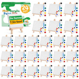 ESRICH 24 Set Mini Acrylic Paint Kit, 5in Mini Stretched Canvas with 7.5in Easel,Acrylic Paint Strips, Paint Palettes, Painting 