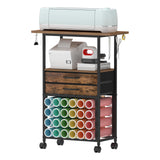 VENNQD Organizer and Storage Stand Compatible with Cricut Machines,Rolling Storage Cart/Shelf with 24 Vinyl Roll Holders,2 Fabri
