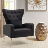 ZJhome Living Room Chairs Set of 2 Modern Velvet Accent Chairs with Lumbar Pillow, High Back Armchair Arm Chairs with Gold Metal