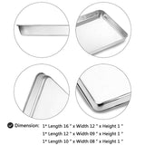 Cookie Sheet Baking Sheet Set of 3, Bastwe Commercial Grade Stainless Steel Baking Pan, Professional Bakeware Oven Tray, Healthy
