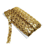 Yalulu 10 Meters Gleaming Ribbon Spangle Flat Sequins Paillette Ribbon DIY Sewing Trim Bridal Wedding Applique (Gold)