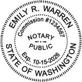 Round Notary Stamp for State of Washington- Self Inking Stamp - Top Brand Unit with Bottom Locking Cover for Longer Lasting Stam