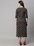 Anni Designer Women'S Cotton Blend Printed Straight Kurta With Pant (Sarva-Black_S_Dark Blue_Small),Black,S,Cotton Blend,Regular,kurta
