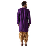 Sojanya (Since 1958, Men'S Purple & Gold Silk Blend Kurta & Dhoti Set, Size: L
