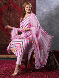 Anni Designer Women'S Rayon Blend Straight Printed Kurta With Pant & Dupatta (Tannu Pink-Vks01_M_Pink_Medium),Pink,M,,,