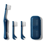 Minibox Folding Travel Toothbrush | 1 Pk w/ 2 Extra Replaceable Brush Heads | Comes with Dual-Length Bristles & Case| Compact Mi