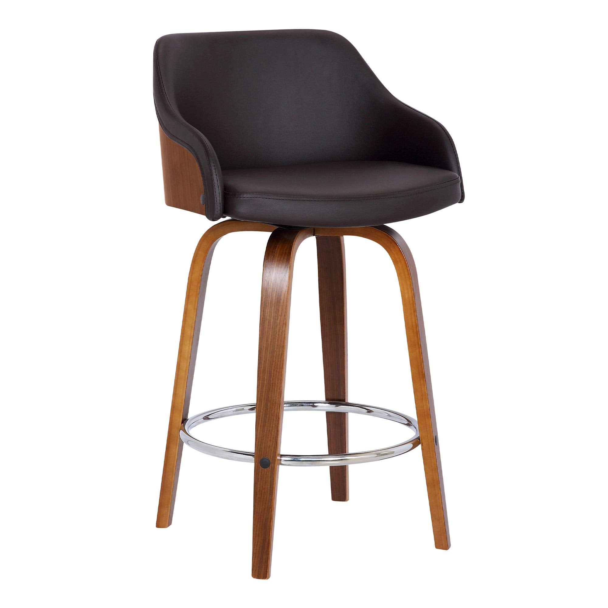 Alec Faux Leather Swivel Barstool, 30 Bar Height, Brown