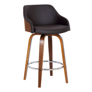 Alec Faux Leather Swivel Barstool, 30 Bar Height, Brown