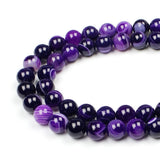 MJDCB Natural Stone Beads Purple Striped Agate Round Loose Beads for Jewelry Making DIY Bracelet Necklace (4mm)