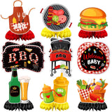 JULMELON 9PCS BBQ Baby Shower Party Decorations Honeycomb Centerpieces, 3D Double Side Summer Picnic Centerpieces for Tables Coo
