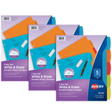 Avery Big Tab Write & Erase Durable Plastic Dividers, 5Tab Set, Multicolor Brights, 3 Sets (21212)