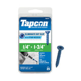 Tapcon 1/4 x 1-3/4 Inch Blue Climaseal Star Head Concrete Anchors, 25 PCS, Corrosion Resistant Coating, Heavy-Duty Concrete and 