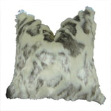Plutus Brands Rabbit Fur Throw Pillow, 24 X 24, Ivory/Gray