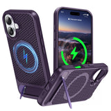ZHOGTNEG for Magnetic Heat Dissipatio case for iPhone 16, for MagSafe, Cooling Drop Protection, Adjustable Kickstand case, Ice A